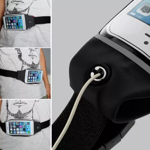 Ceinture de Course Ceinture de Hanche pour T&eacute;l&eacute;phone / Mobile / compatible avec iPhone Ceinture de Course de Sport Sac de Taille - Ajustable - Noir