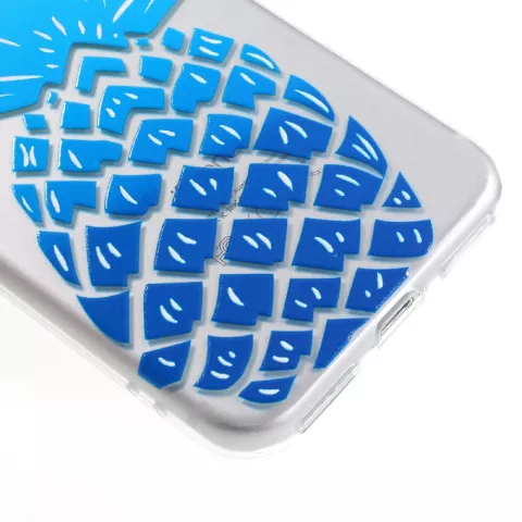 Coque Ananas Bleu TPU compatible avec iPhone 7 8 SE 2020 SE 2022 Coque Transparente Bleu