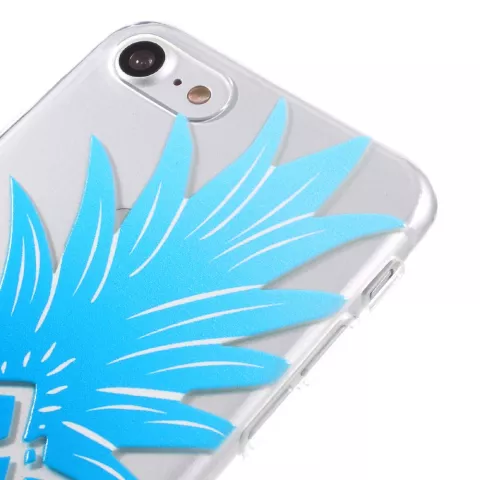 Coque Ananas Bleu TPU compatible avec iPhone 7 8 SE 2020 SE 2022 Coque Transparente Bleu