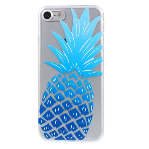 Coque Ananas Bleu TPU compatible avec iPhone 7 8 SE 2020 SE 2022 Coque Transparente Bleu