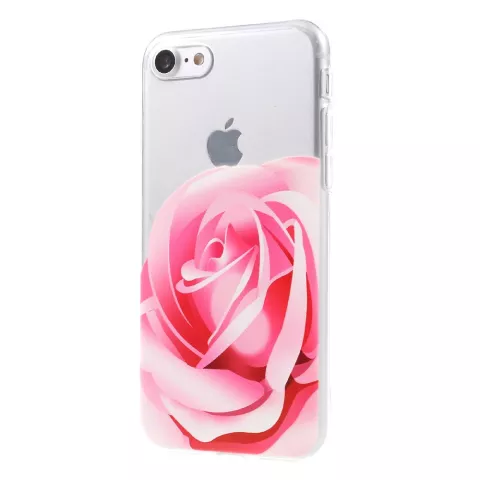 Coque en TPU rose rose Coque transparente iPhone 7 8 SE 2020 SE 2022 Flower Cover