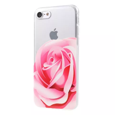Coque en TPU rose rose compatible avec iPhone 7 8 SE 2020 SE 2022, coque transparente avec motif floral