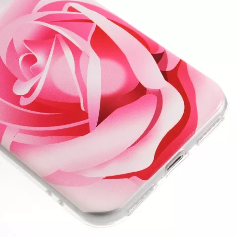 Coque en TPU rose rose compatible avec iPhone 7 8 SE 2020 SE 2022, coque transparente avec motif floral