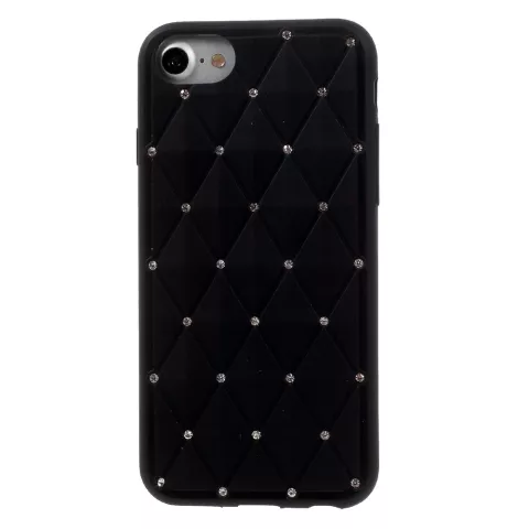 Coque en silicone noir avec diamants compatible avec iPhone 7 8 SE 2020 SE 2022 Pierres brillantes