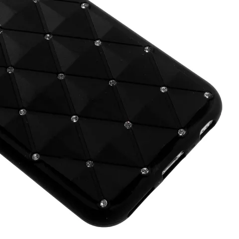 Coque en silicone noir avec diamants compatible avec iPhone 7 8 SE 2020 SE 2022 Pierres brillantes