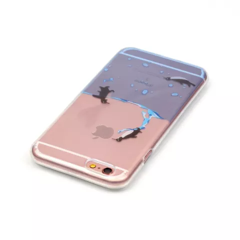 Coque transparente pingouin compatible avec iPhone 6 6s coque en silicone TPU mer transparent bleu