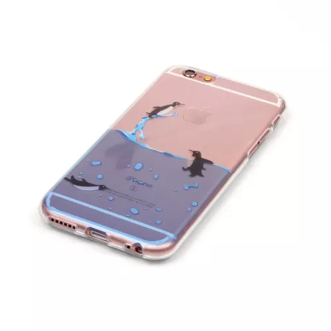 Coque transparente pingouin compatible avec iPhone 6 6s coque en silicone TPU mer transparent bleu