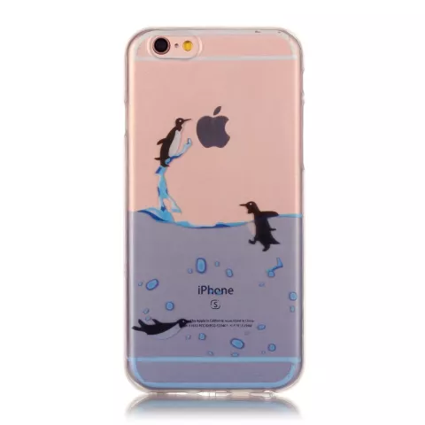 Coque transparente pingouin compatible avec iPhone 6 6s coque en silicone TPU mer transparent bleu