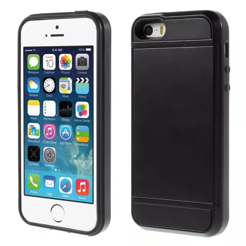 &Eacute;tui porte-cartes Secret compatible avec iPhone 5 5s SE 2016 - &Eacute;tui rigide - Portefeuille - Portefeuille - Noir