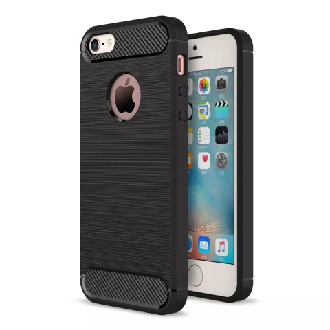 Coque en TPU carbone noir compatible avec iPhone 5 5s SE 2016 Armor
