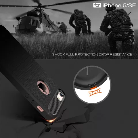 Coque en TPU carbone noir compatible avec iPhone 5 5s SE 2016 Armor
