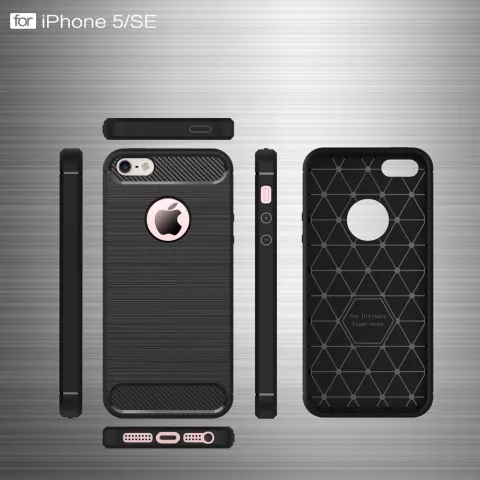 Coque en TPU carbone noir compatible avec iPhone 5 5s SE 2016 Armor