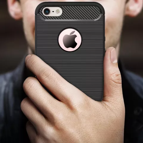 Coque en TPU carbone noir compatible avec iPhone 5 5s SE 2016 Armor