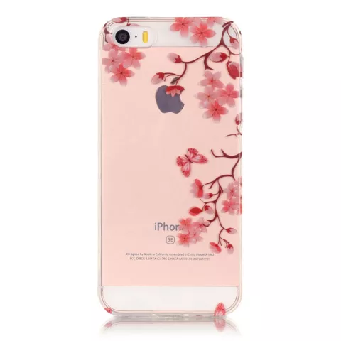 Blossom TPU compatible avec iPhone 5 5s SE 2016 - Transparent - Branches de fleurs - Fleurs