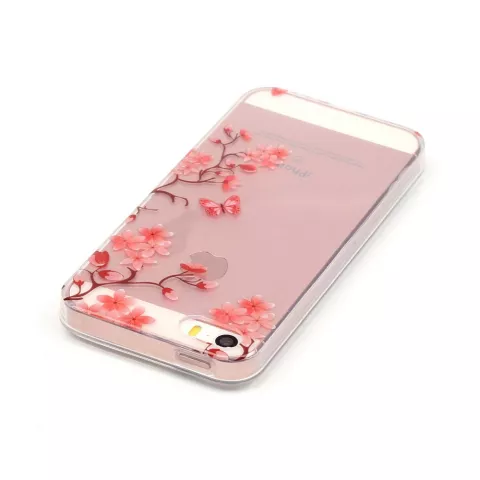 Blossom TPU compatible avec iPhone 5 5s SE 2016 - Transparent - Branches de fleurs - Fleurs