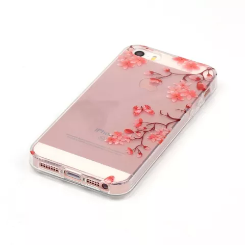 Blossom TPU compatible avec iPhone 5 5s SE 2016 - Transparent - Branches de fleurs - Fleurs