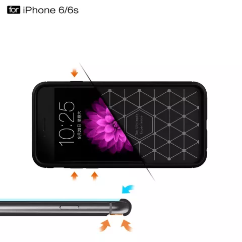 Coque de protection Carbon Armor compatible avec iPhone 6 6s TPU - Noir