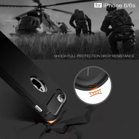 Coque de protection Carbon Armor compatible avec iPhone 6 6s TPU - Noir