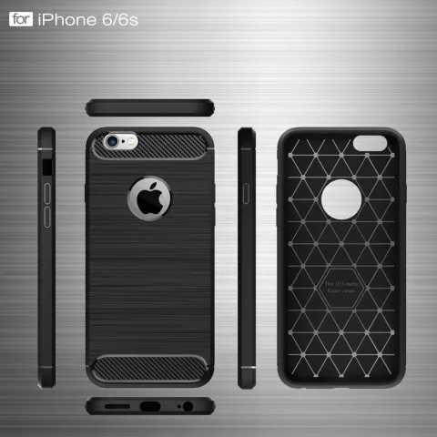 Coque de protection Carbon Armor compatible avec iPhone 6 6s TPU - Noir