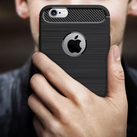 Coque de protection Carbon Armor compatible avec iPhone 6 6s TPU - Noir