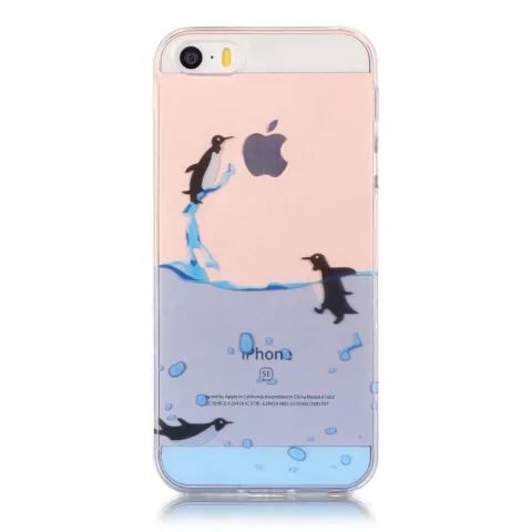 Coque transparente en TPU pingouin pour iPhone 5 5s et SE 2016