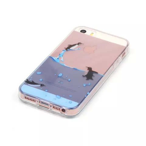Coque pingouin transparente en TPU compatible avec iPhone 5 5s et SE 2016