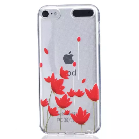 &Eacute;tui floral rouge en TPU transparent compatible avec iPod Touch 5 6 7