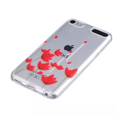 &Eacute;tui floral rouge en TPU transparent compatible avec iPod Touch 5 6 7