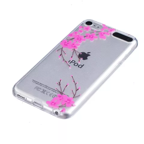 Coque en TPU &agrave; fleurs roses compatible avec iPod Touch 5 6 7, coque transparente
