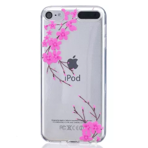 Coque en TPU &agrave; fleurs roses compatible avec iPod Touch 5 6 7, coque transparente