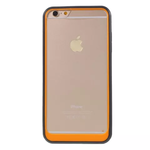 Coque hybride antichoc compatible avec iPhone 6 6s Noir Orange Transparent