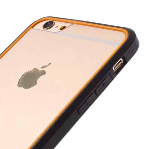 Coque hybride antichoc compatible avec iPhone 6 6s Noir Orange Transparent