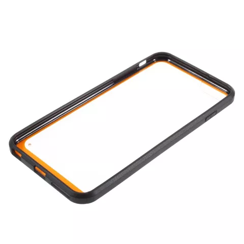 Coque hybride antichoc compatible avec iPhone 6 6s Noir Orange Transparent