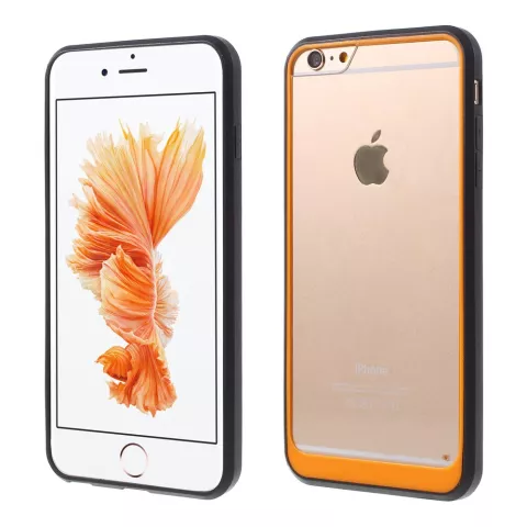 Coque hybride antichoc compatible avec iPhone 6 6s Noir Orange Transparent