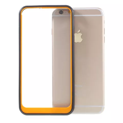 Coque hybride antichoc compatible avec iPhone 6 6s Noir Orange Transparent