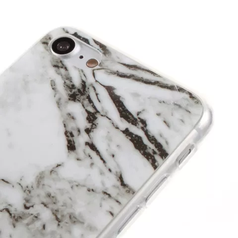 Coque en TPU en marbre compatible avec iPhone 7 8 SE 2020 SE 2022 Coque blanche Housse en marbre