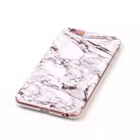 Housse de protection en marbre compatible avec iPhone 6 Plus 6s Plus en silicone - Marbre - Blanc