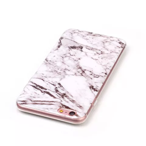 Housse de protection en marbre compatible avec iPhone 6 Plus 6s Plus en silicone - Marbre - Blanc