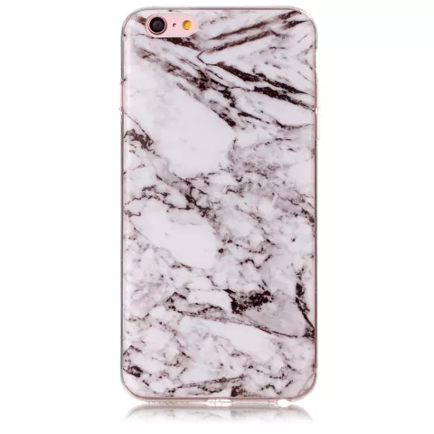 Housse de protection en marbre pour iPhone 6 Plus 6s Plus silicone - Marbre - Blanc