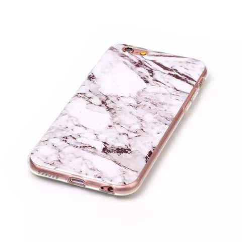 Housse de protection en marbre compatible avec iPhone 6 6s silicone - Marbre - Blanc