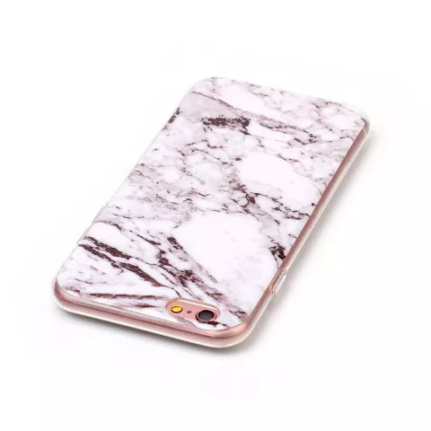 Housse de protection en marbre compatible avec iPhone 6 6s silicone - Marbre - Blanc