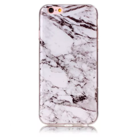 Housse de protection en marbre compatible avec iPhone 6 6s silicone - Marbre - Blanc