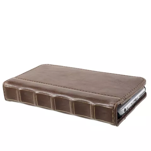 Couverture de biblioth&egrave;que en cuir compatible avec iPhone 6 Plus 6s Plus cuir artificiel marron