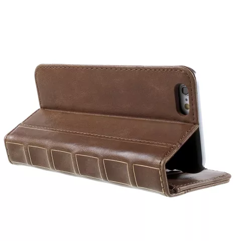 Couverture de biblioth&egrave;que en cuir compatible avec iPhone 6 Plus 6s Plus cuir artificiel marron