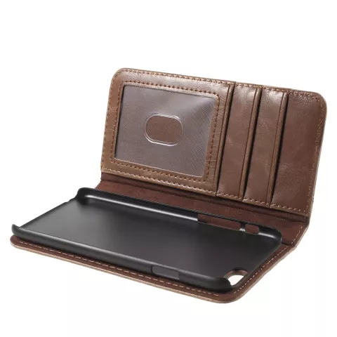 Couverture de biblioth&egrave;que en cuir compatible avec iPhone 6 Plus 6s Plus cuir artificiel marron