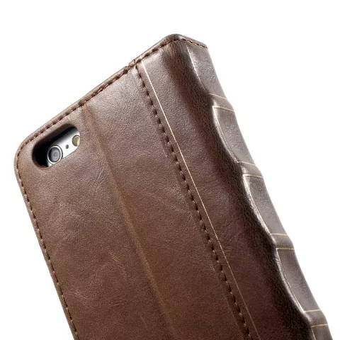 Couverture de biblioth&egrave;que en cuir compatible avec iPhone 6 Plus 6s Plus cuir artificiel marron