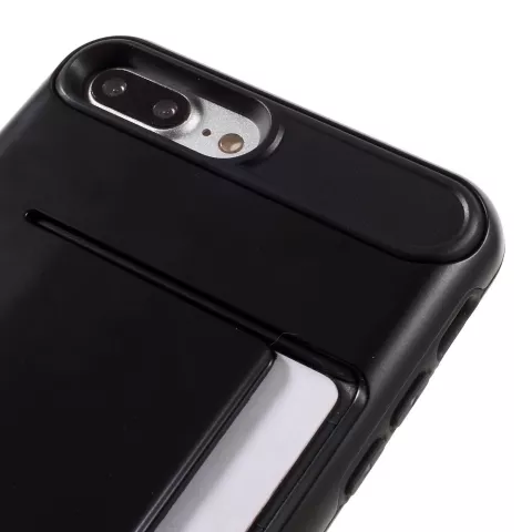 &Eacute;tui noir avec clip pour cartes compatible avec iPhone 7 Plus 8 Plus