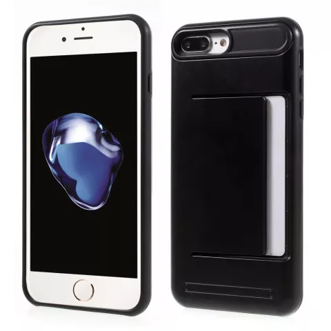 &Eacute;tui noir avec clip pour cartes compatible avec iPhone 7 Plus 8 Plus