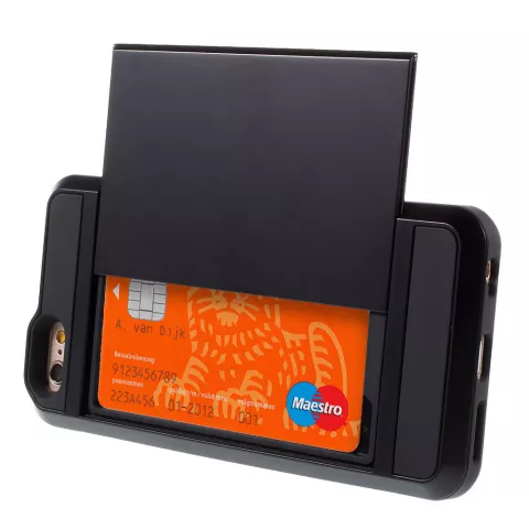 &Eacute;tui porte-cartes Secret compatible avec iPhone 6 Plus 6s Plus &Eacute;tui rigide - Portefeuille - Portefeuille - Noir