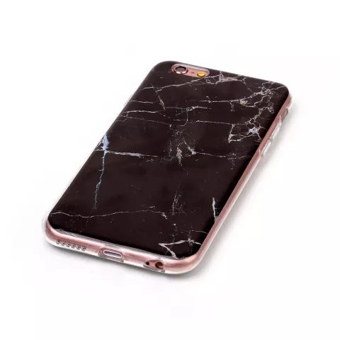 Coque marbre en silicone TPU noir compatible avec iPhone 6 et 6s